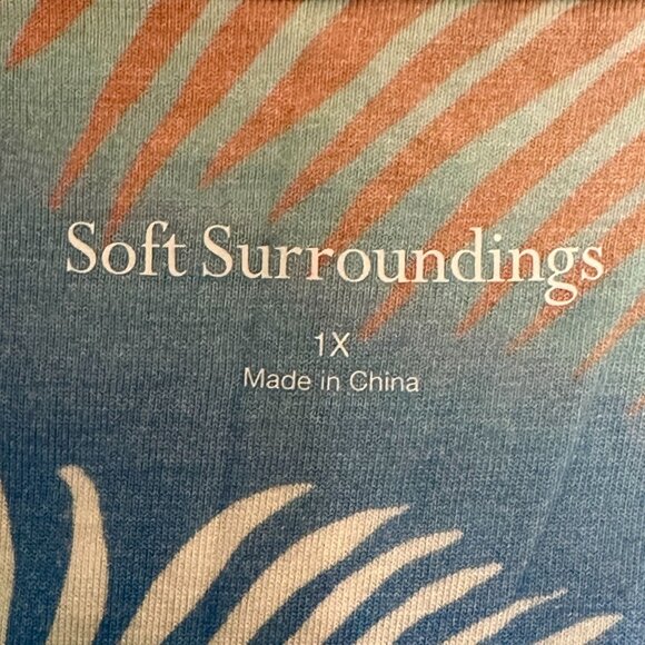 Soft Surroundings Anya Dress Ombre Palms Tropical Print Faux Wrap Plus Size 1X - Picture 5 of 10